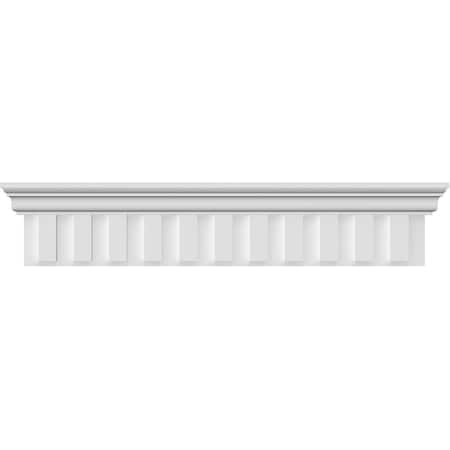Ekena Millwork 89" Bottom Width x 93 3/4" Top Width x 9 3/8"H x 7/8"P Dentil Crosshead CRH09X89DE